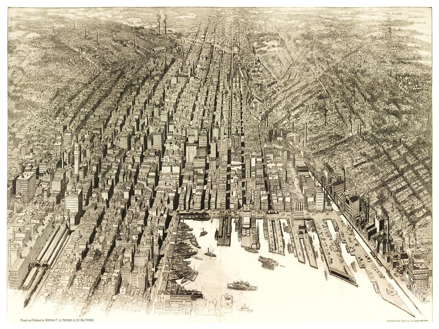 Historische Stadtansicht Baltimore um 1911