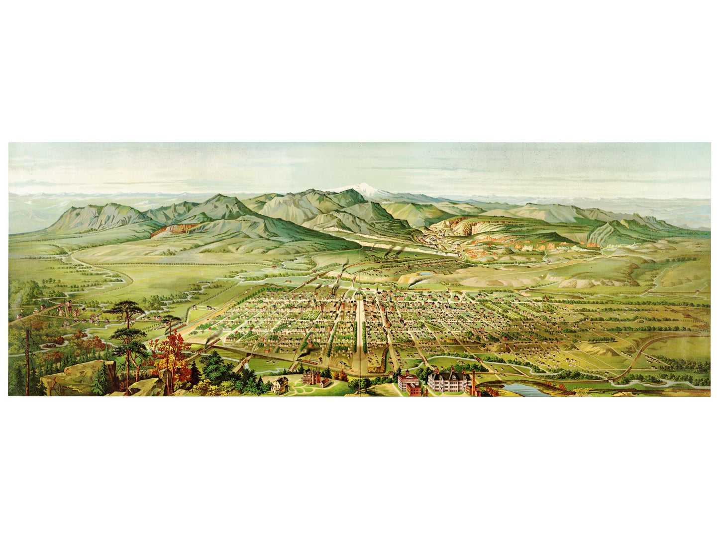 Historische Stadtansicht Colorado Springs um 1890