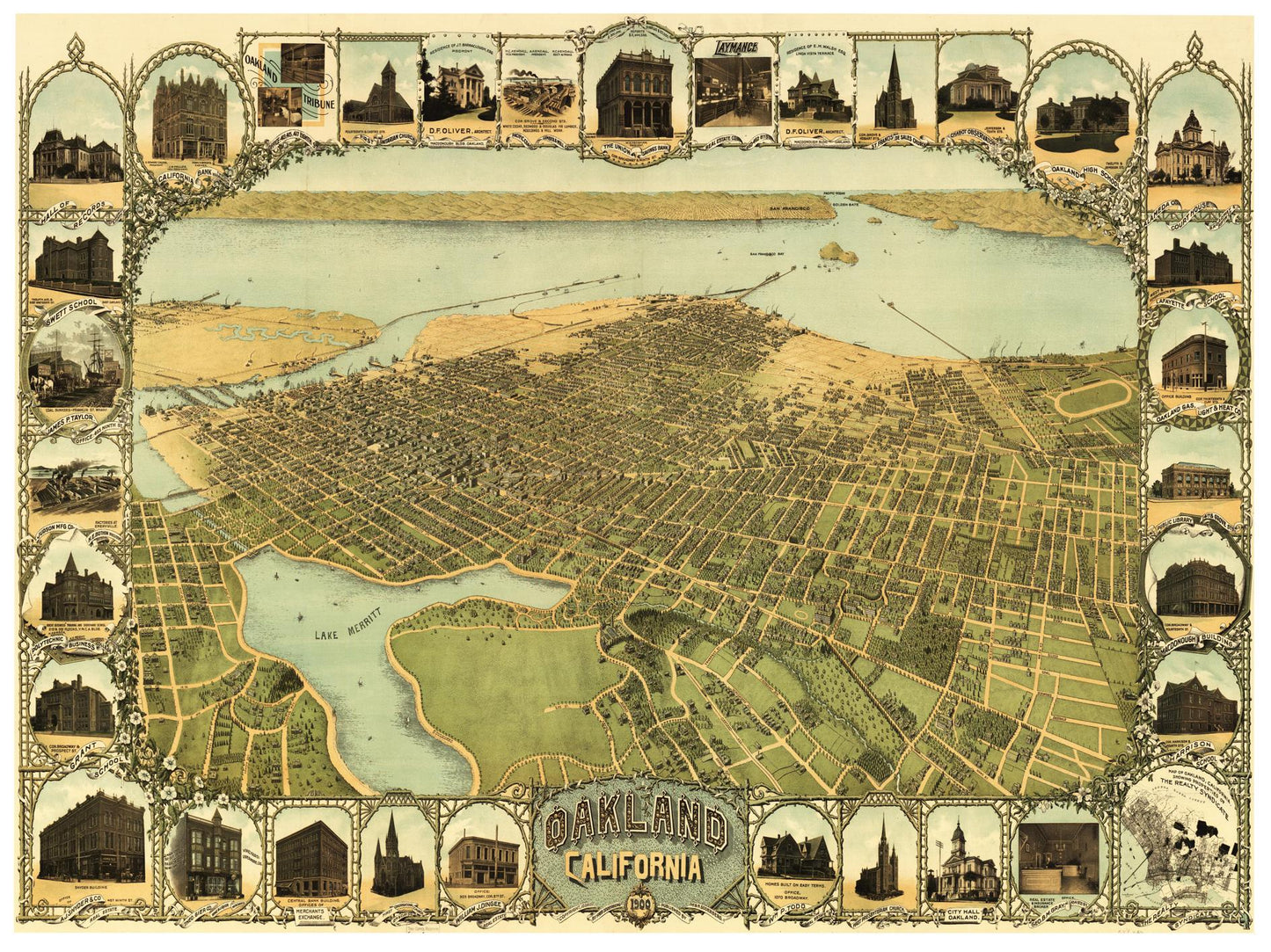 Historische Stadtansicht Oakland um 1900