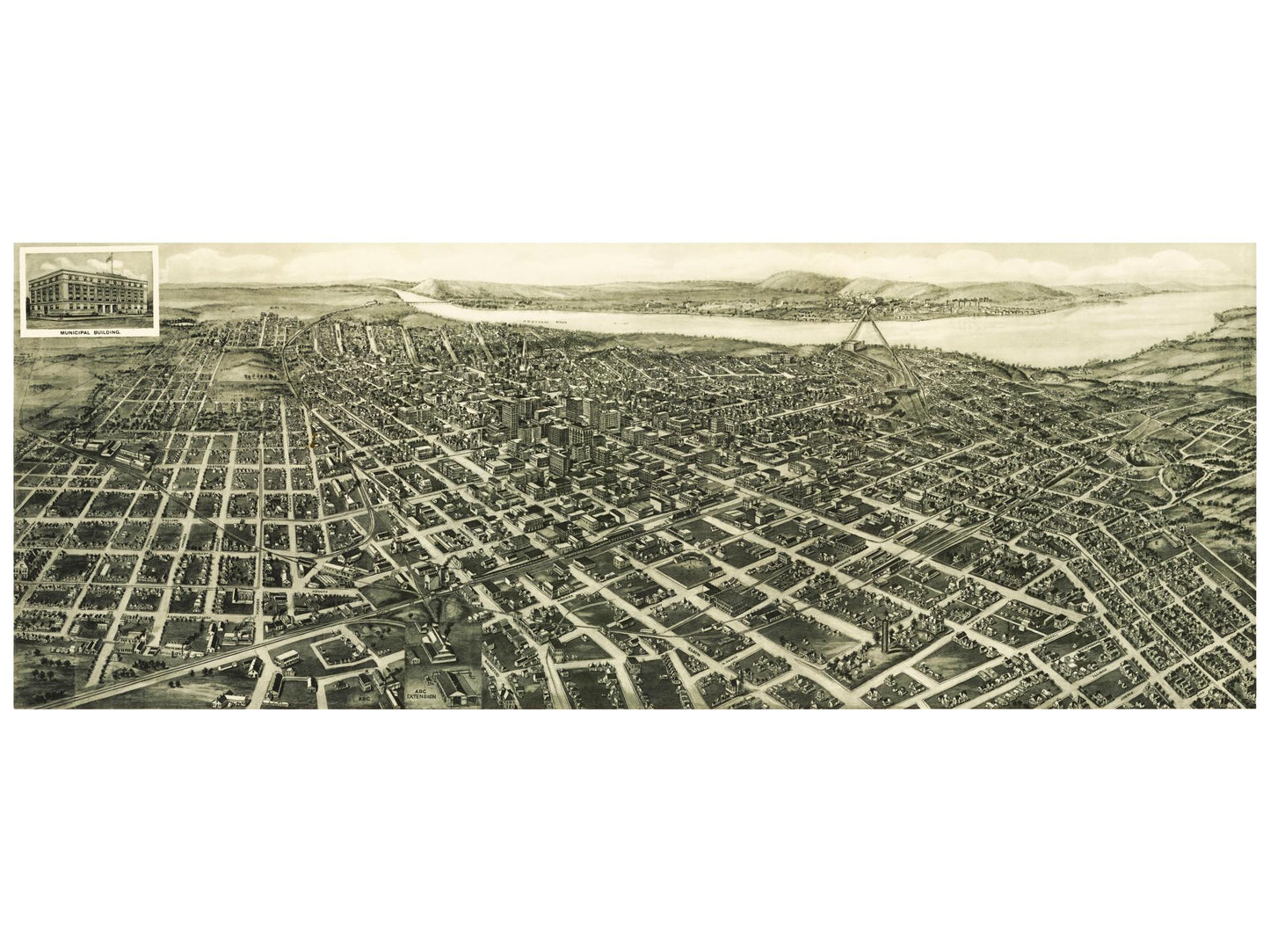 Historische Stadtansicht Tulsa um 1918