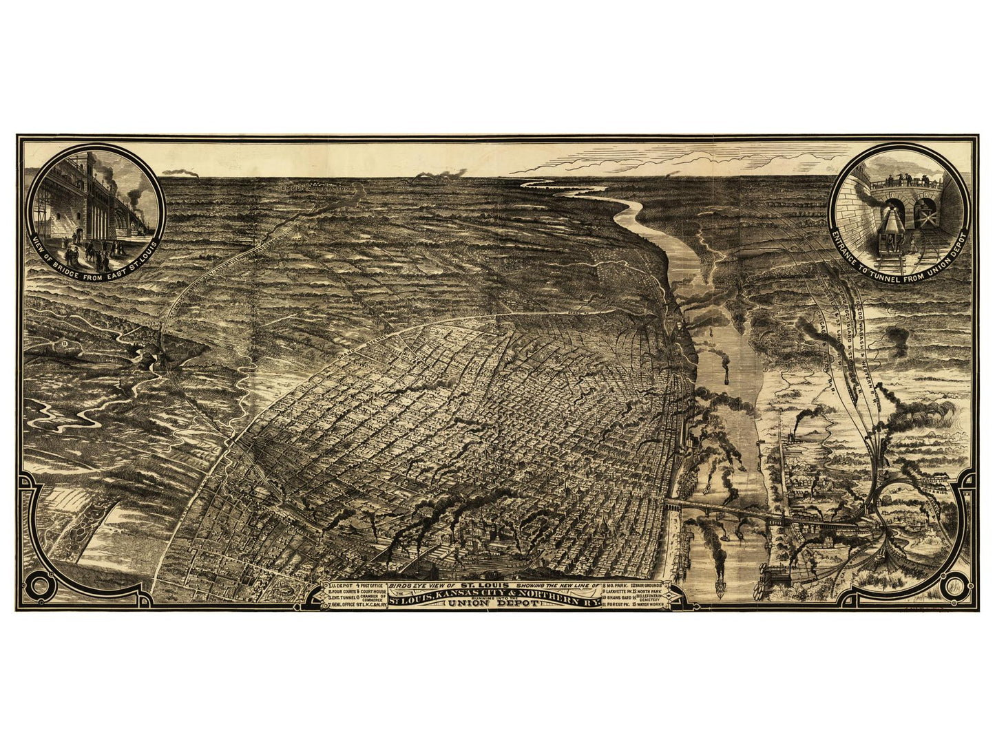 Historische Stadtansicht St. Louis um 1876