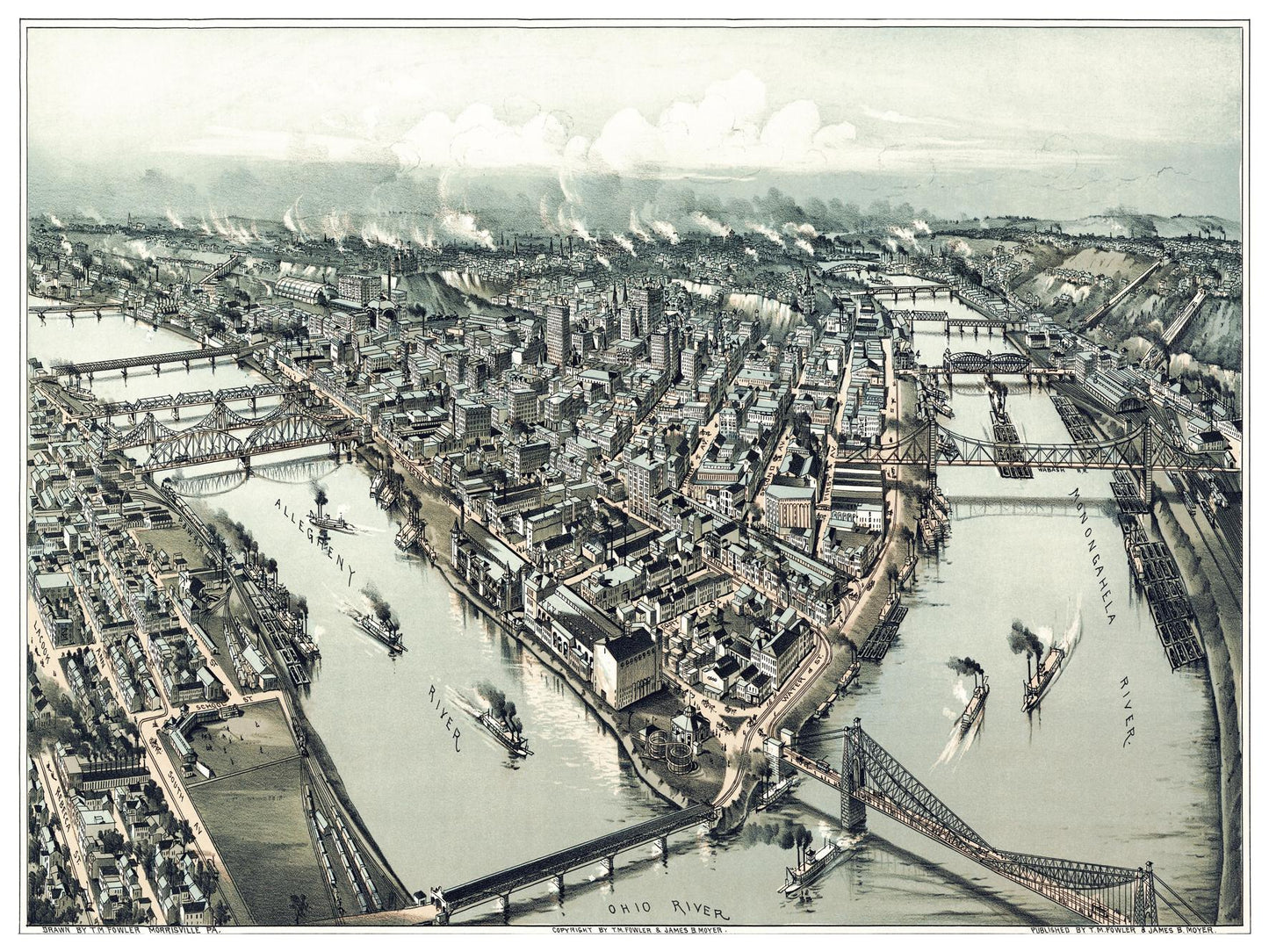Historische Stadtansicht Pittsburgh um 1902