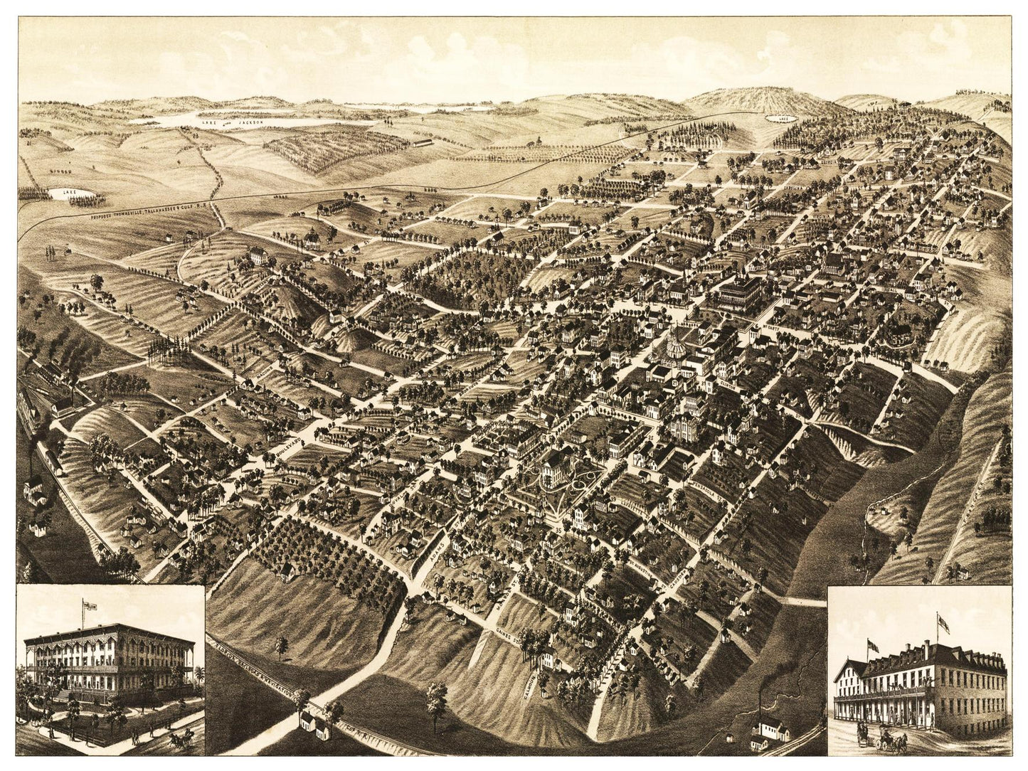 Historische Stadtansicht Tallahassee um 1885