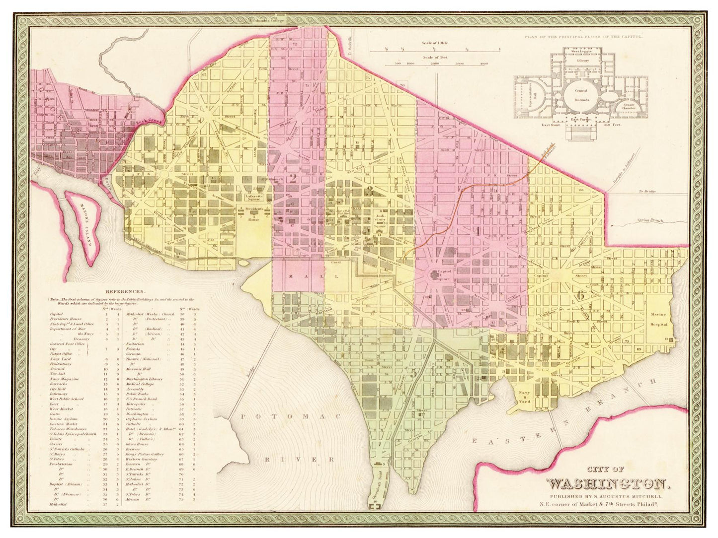 Historische Landkarte District of Columbia um 1849