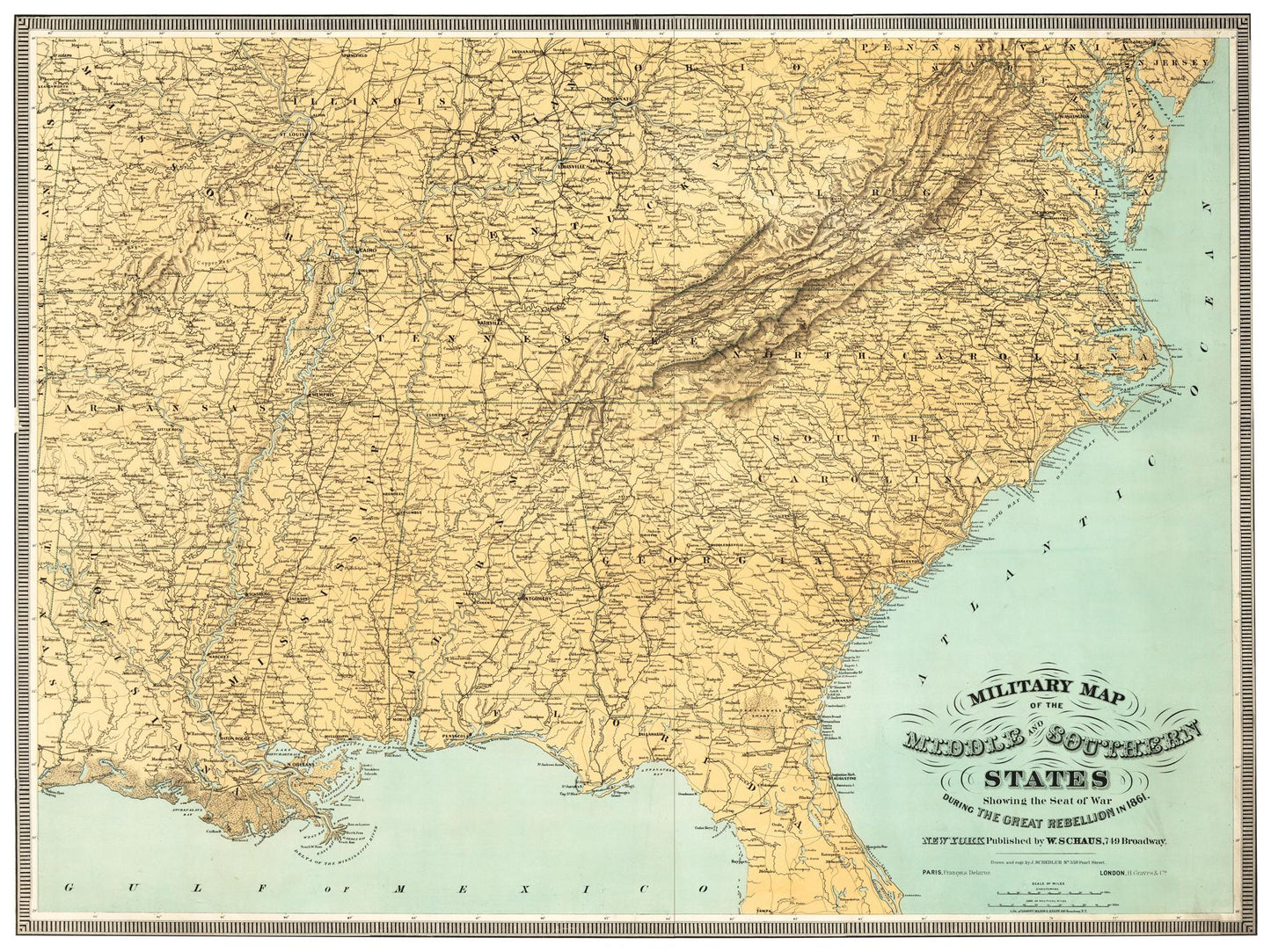 Historische Landkarte Konfederierte USA um 1861