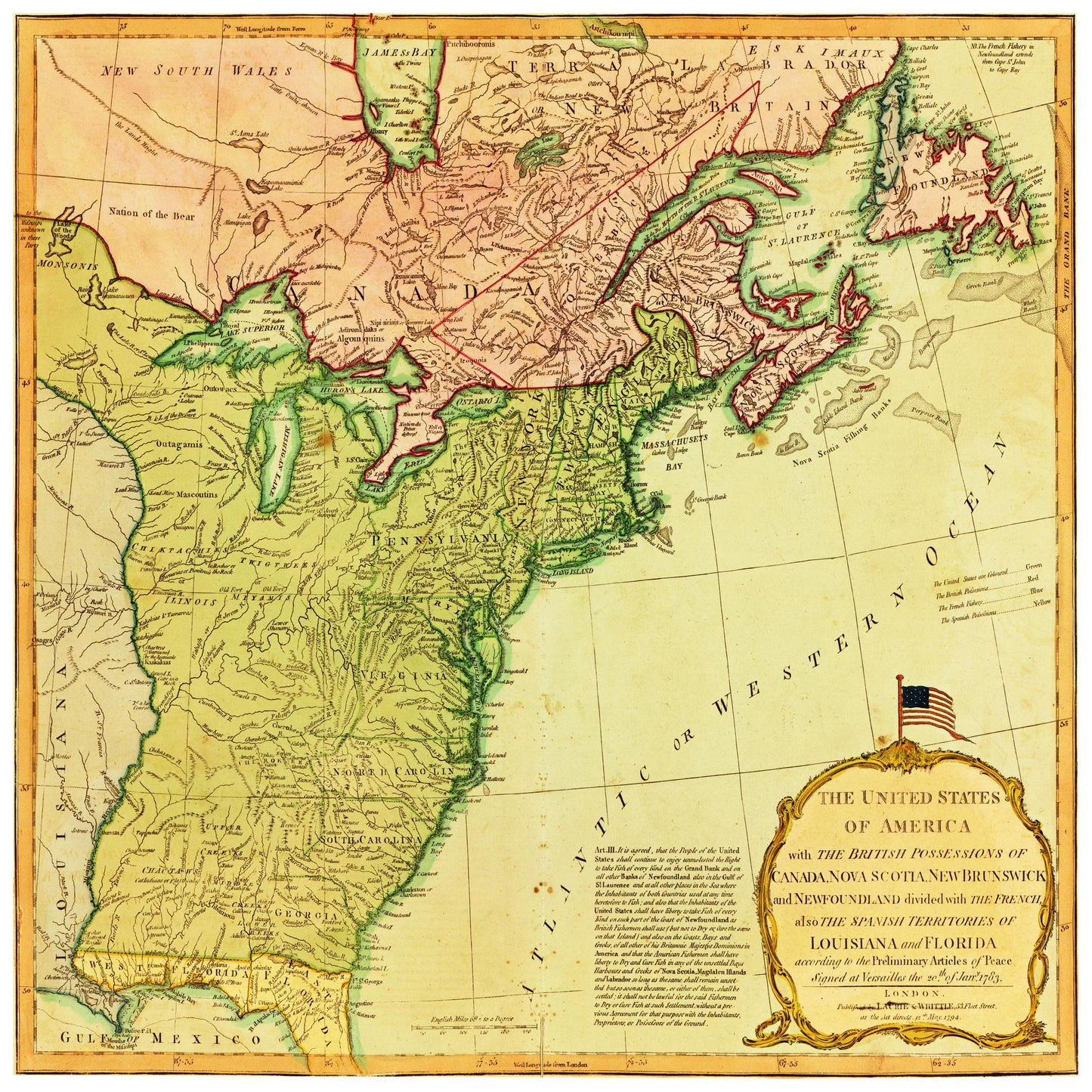 Historische Landkarte USA um 1700