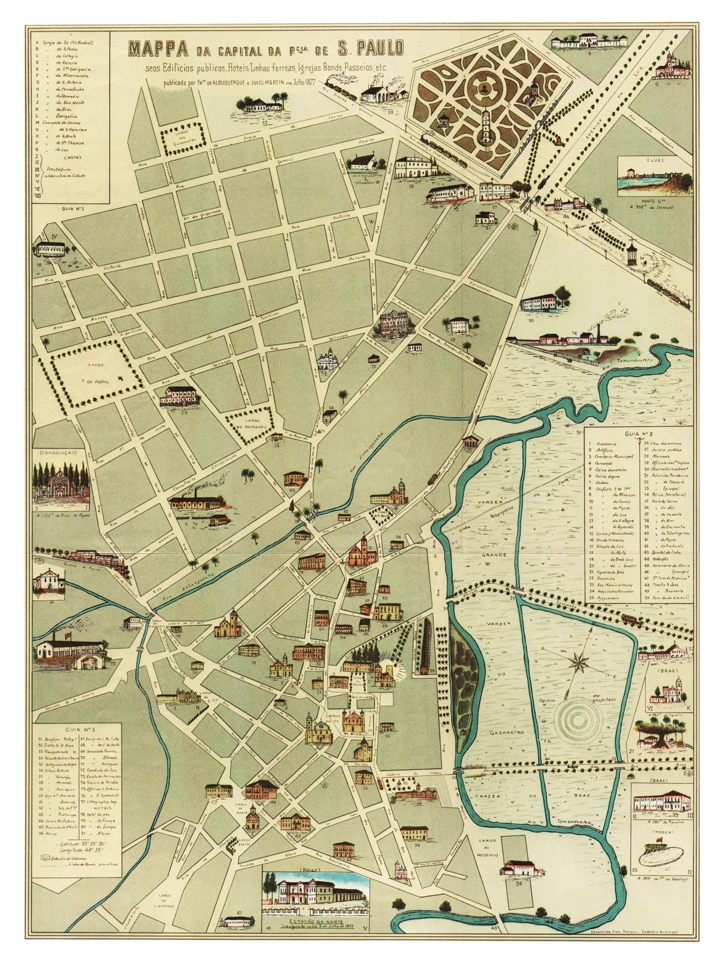Historischer Stadtplan Sao Paulo um 1877