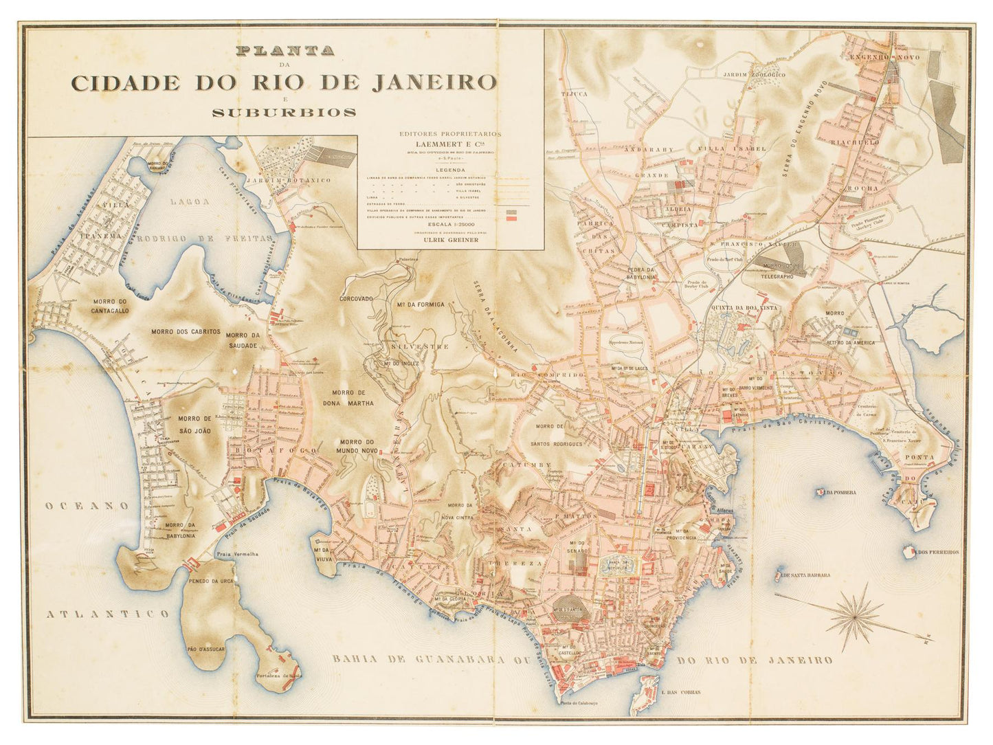 Historischer Stadtplan Rio De Janero um 1890