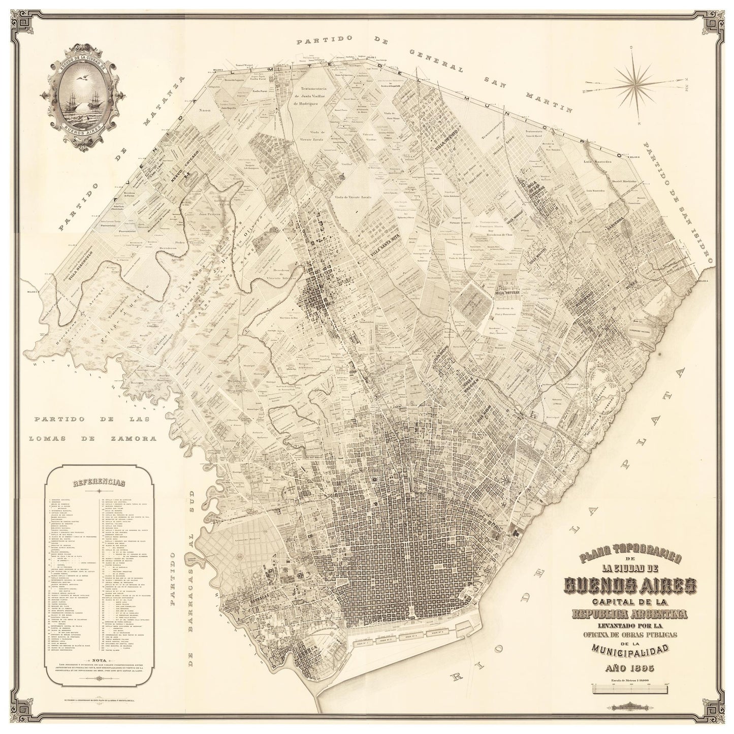 Historischer Stadtplan Buenos Aires um 1895
