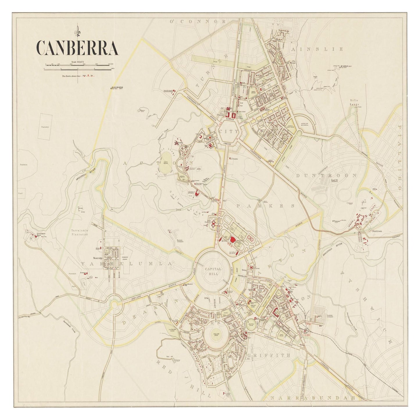Historischer Stadtplan Canberra um 1933