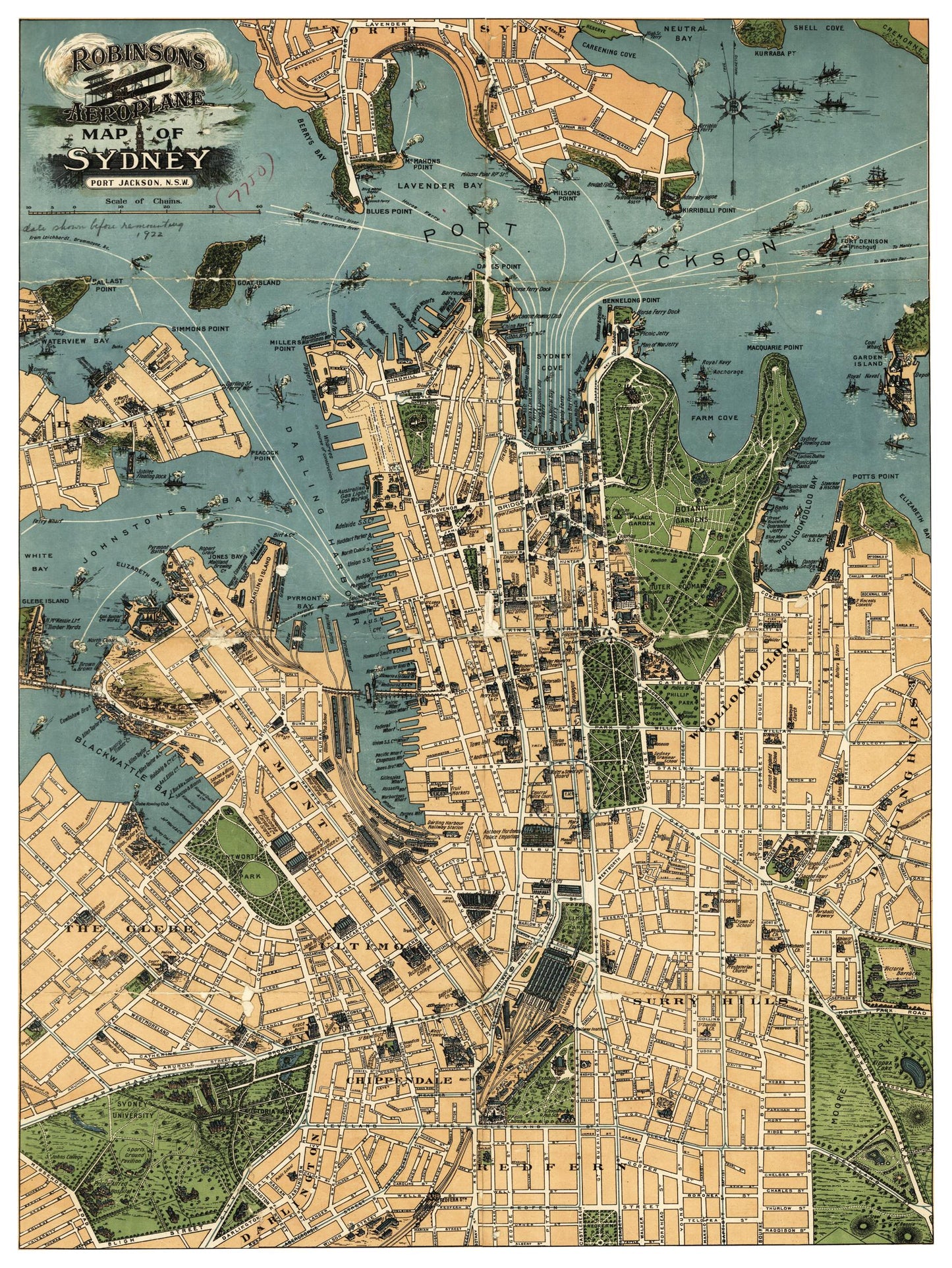 Historischer Stadtplan Sydney um 1922