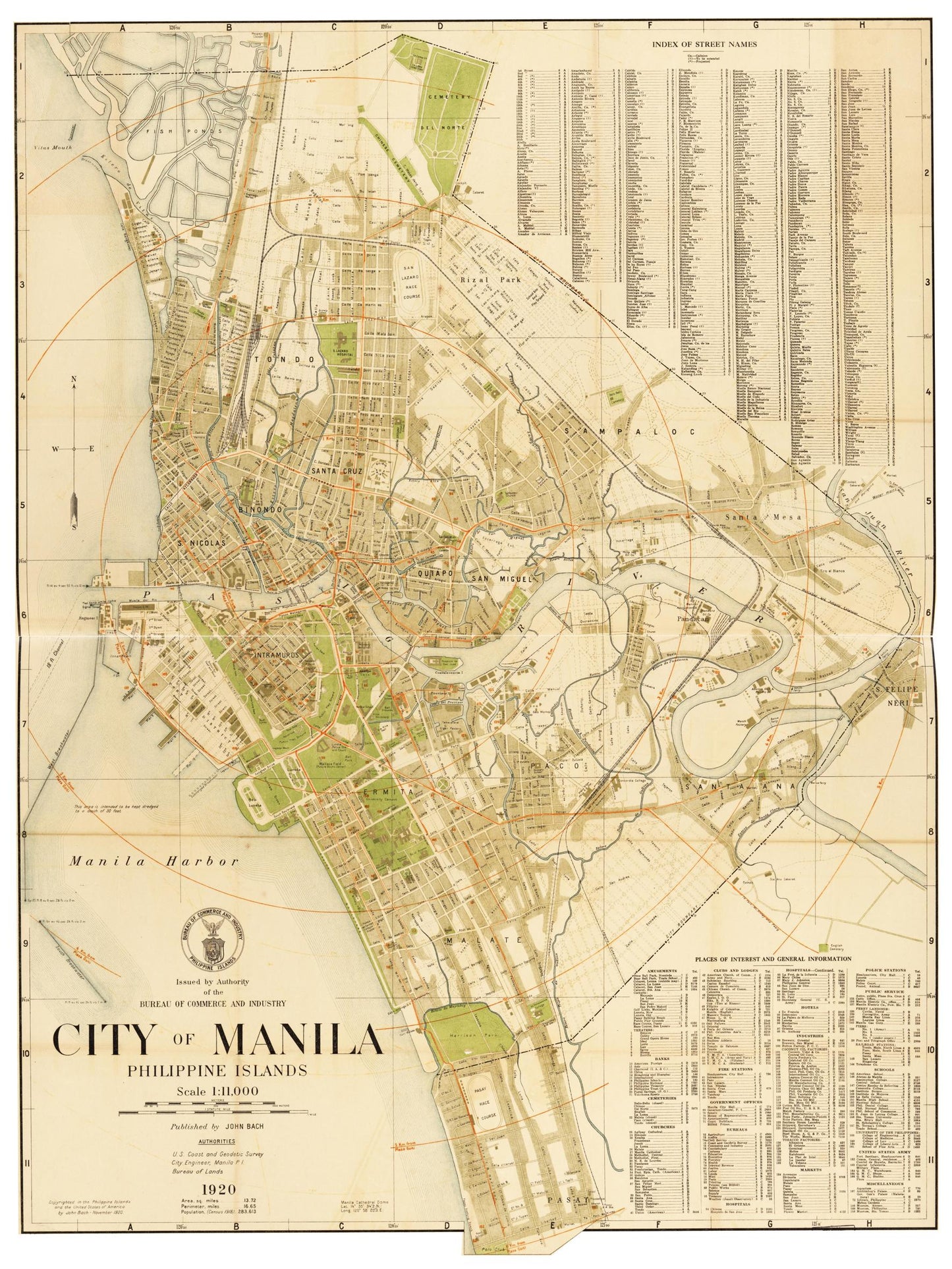 Historischer Stadtplan Manila um 1920