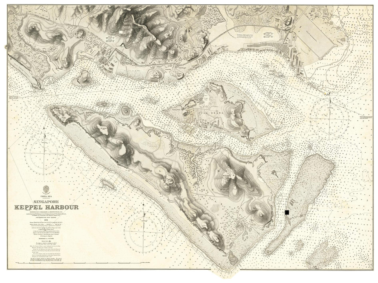 Historischer Stadtplan Singapur um 1893