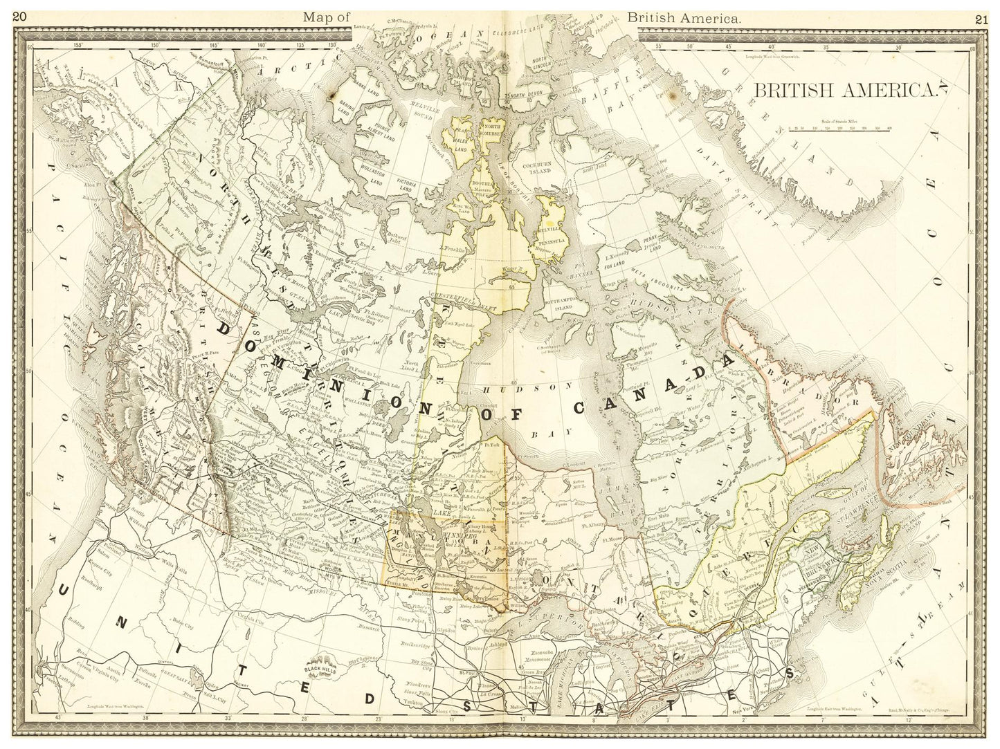 Historische Landkarte Kanada um 1882