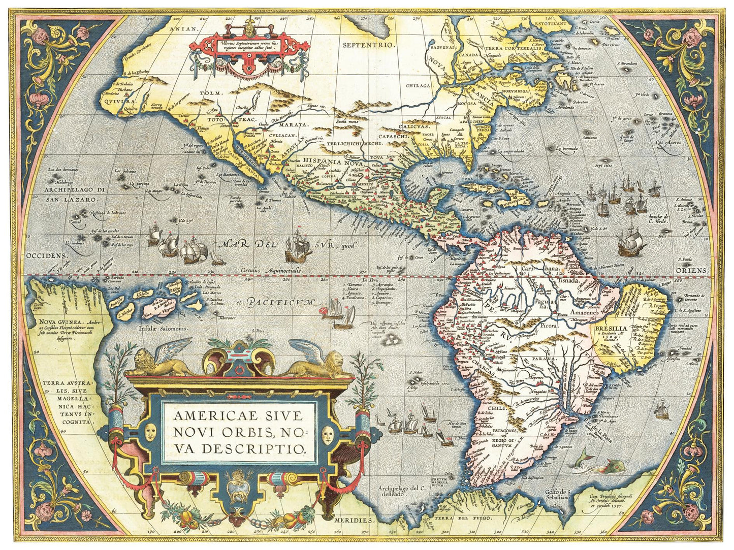 Historische Landkarte Amerika um 1570