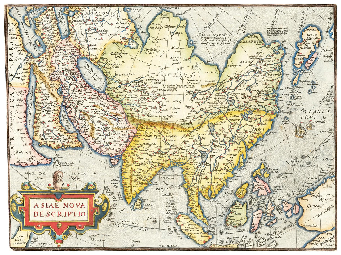 Historische Landkarte Asien um 1570