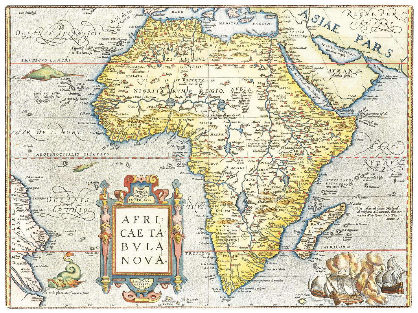 Historische Landkarte Afrika um 1570