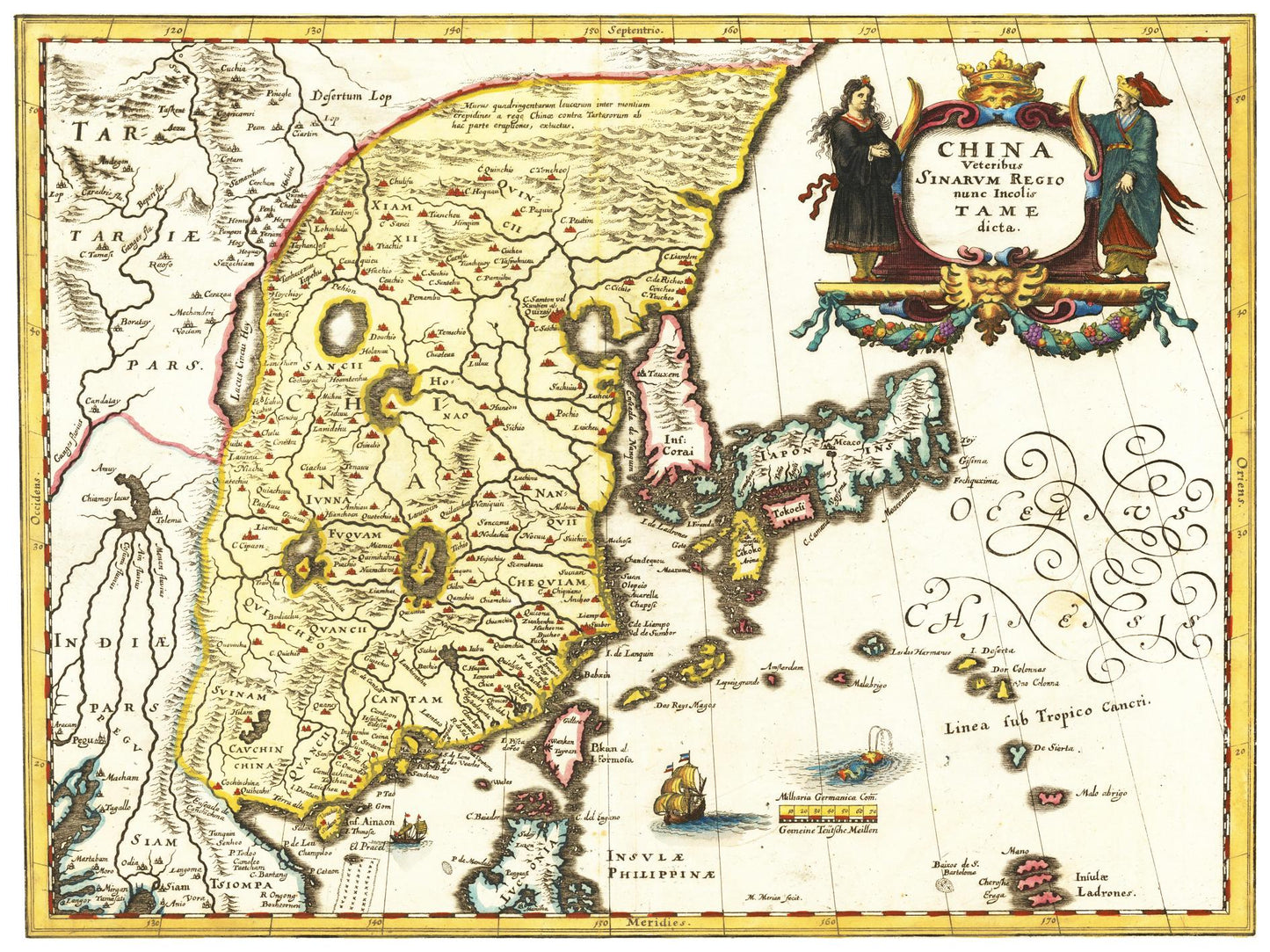 Historische Landkarte China um 1636