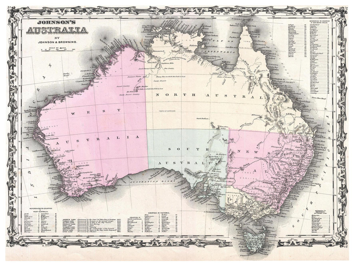 Historische Landkarte Australien um 1861
