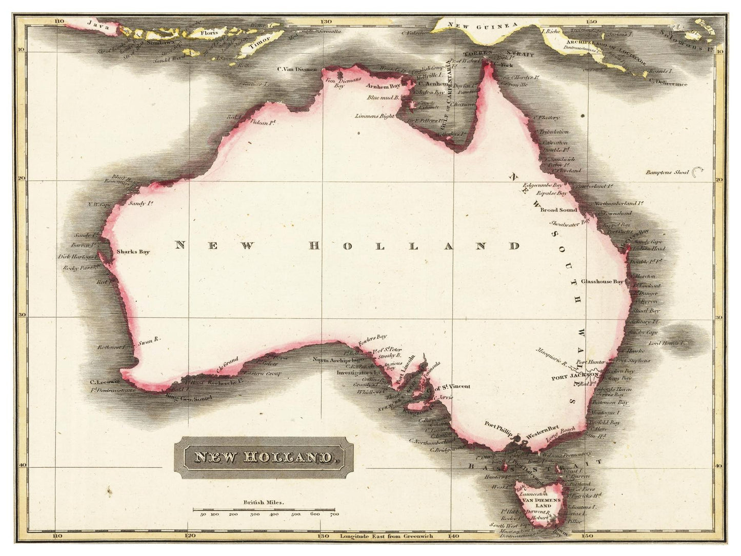 Historische Landkarte Australien um 1817