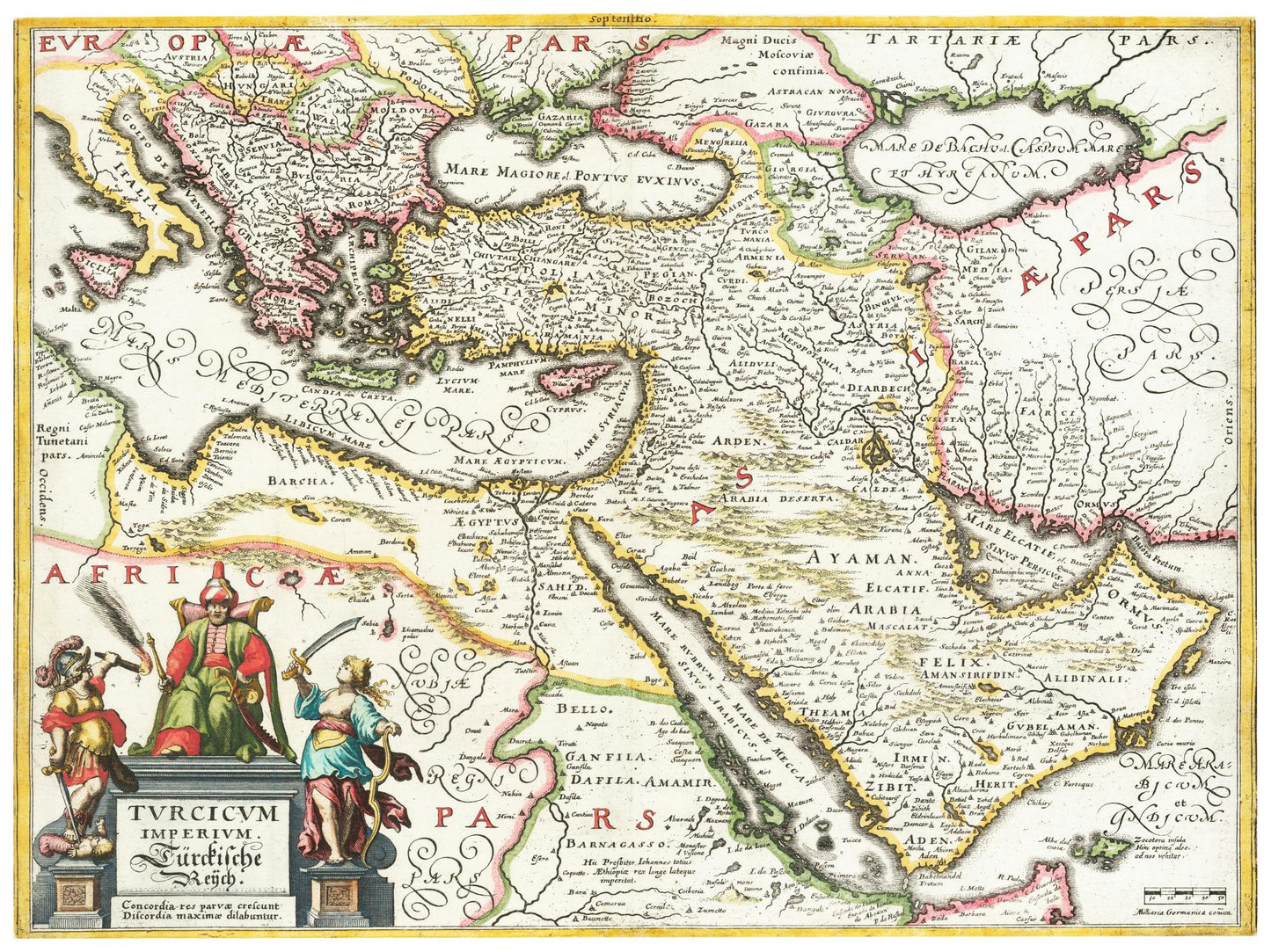 Historische Landkarte Naher Osten um 1636