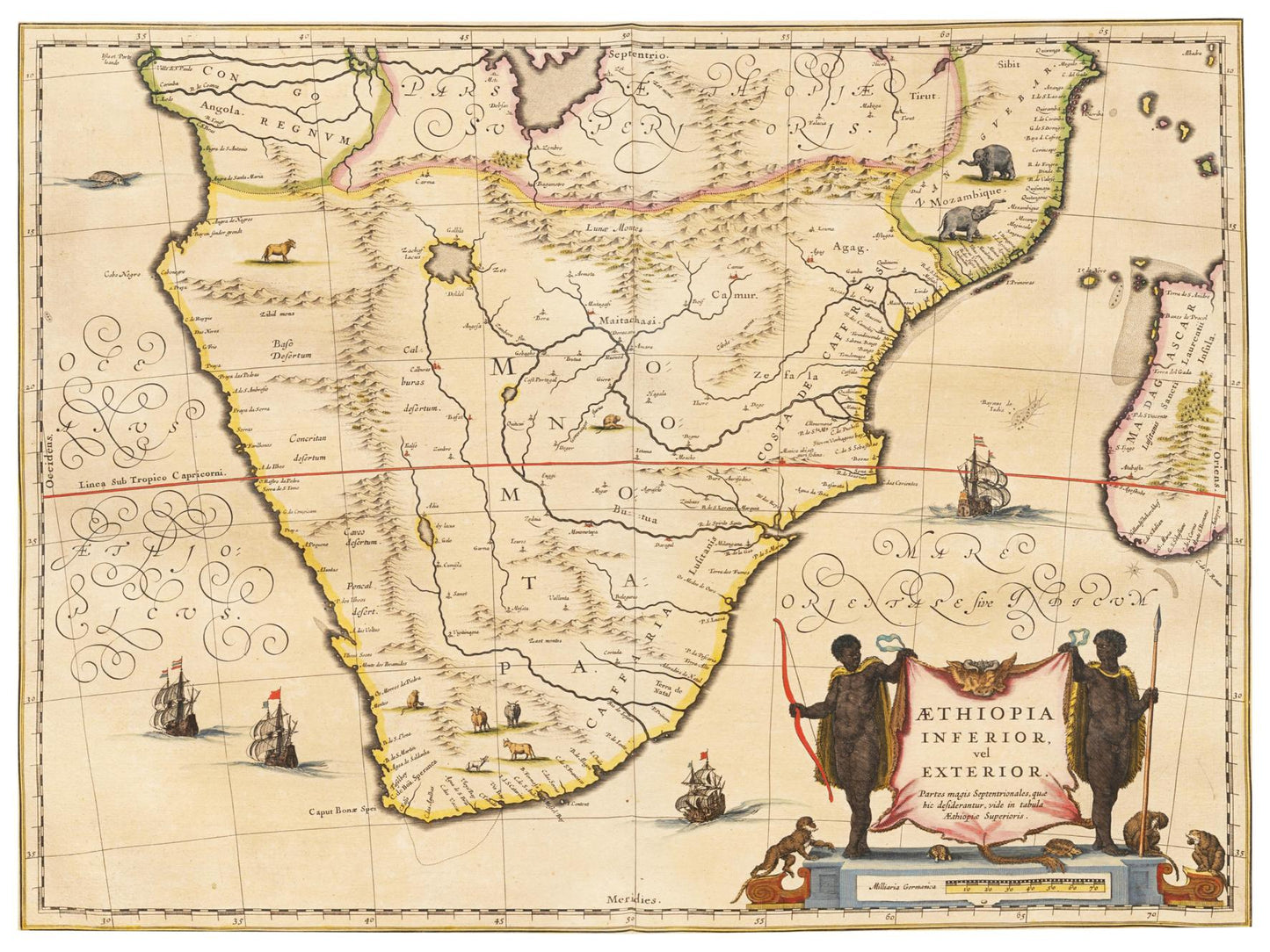 Historische Landkarte Südafrika um 1635