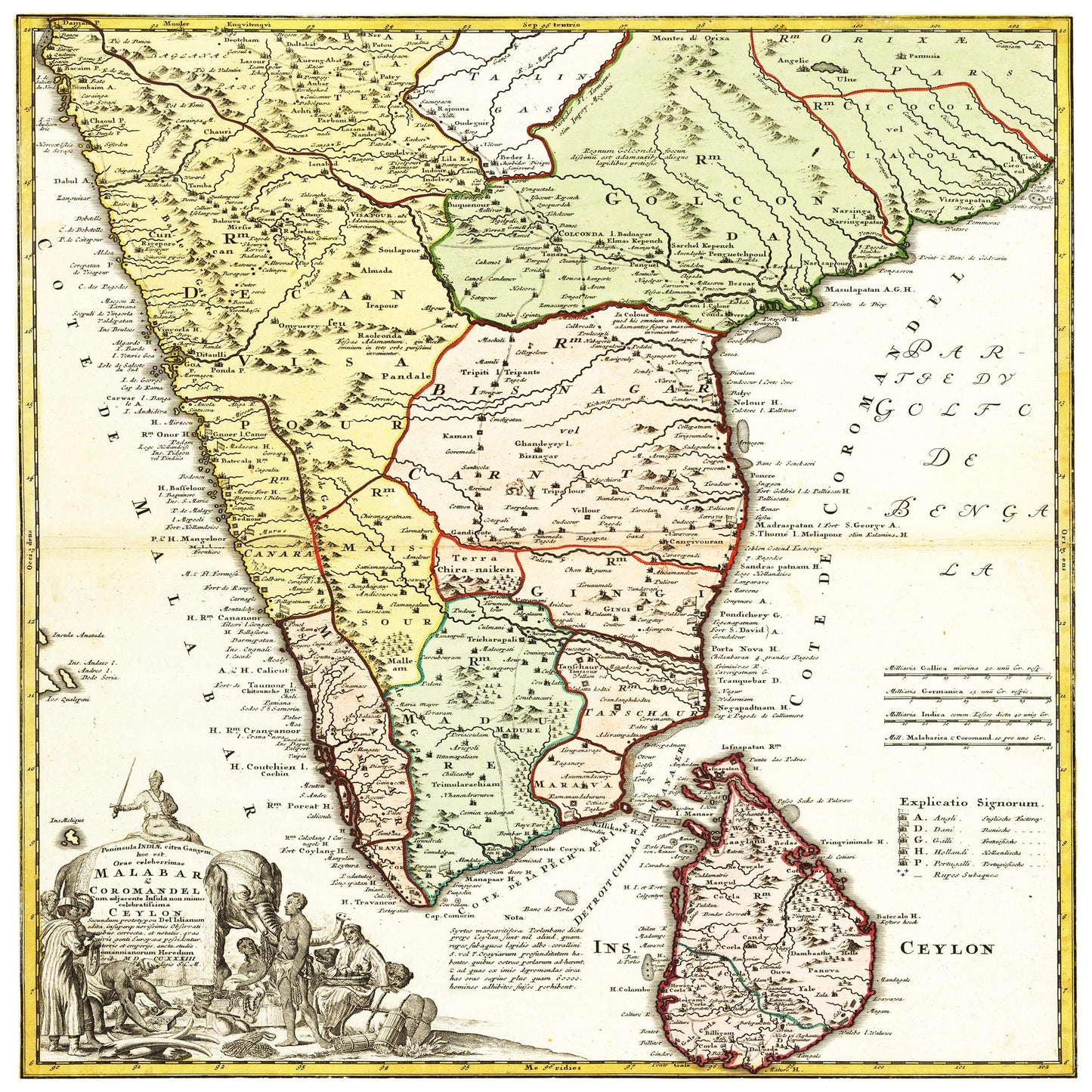 Historische Landkarte Indien um 1750