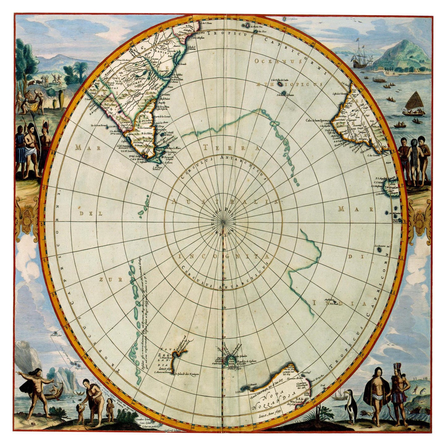 Historische Landkarte Antarktis um 1690