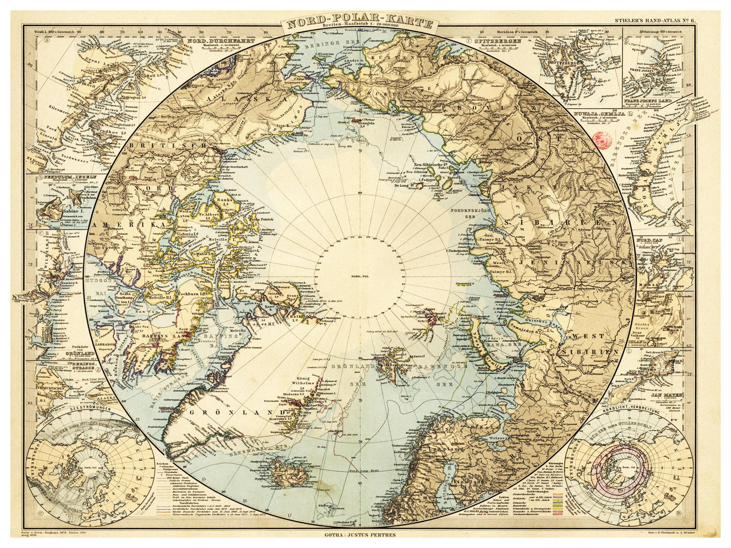 Historische Landkarte Arktis um 1885