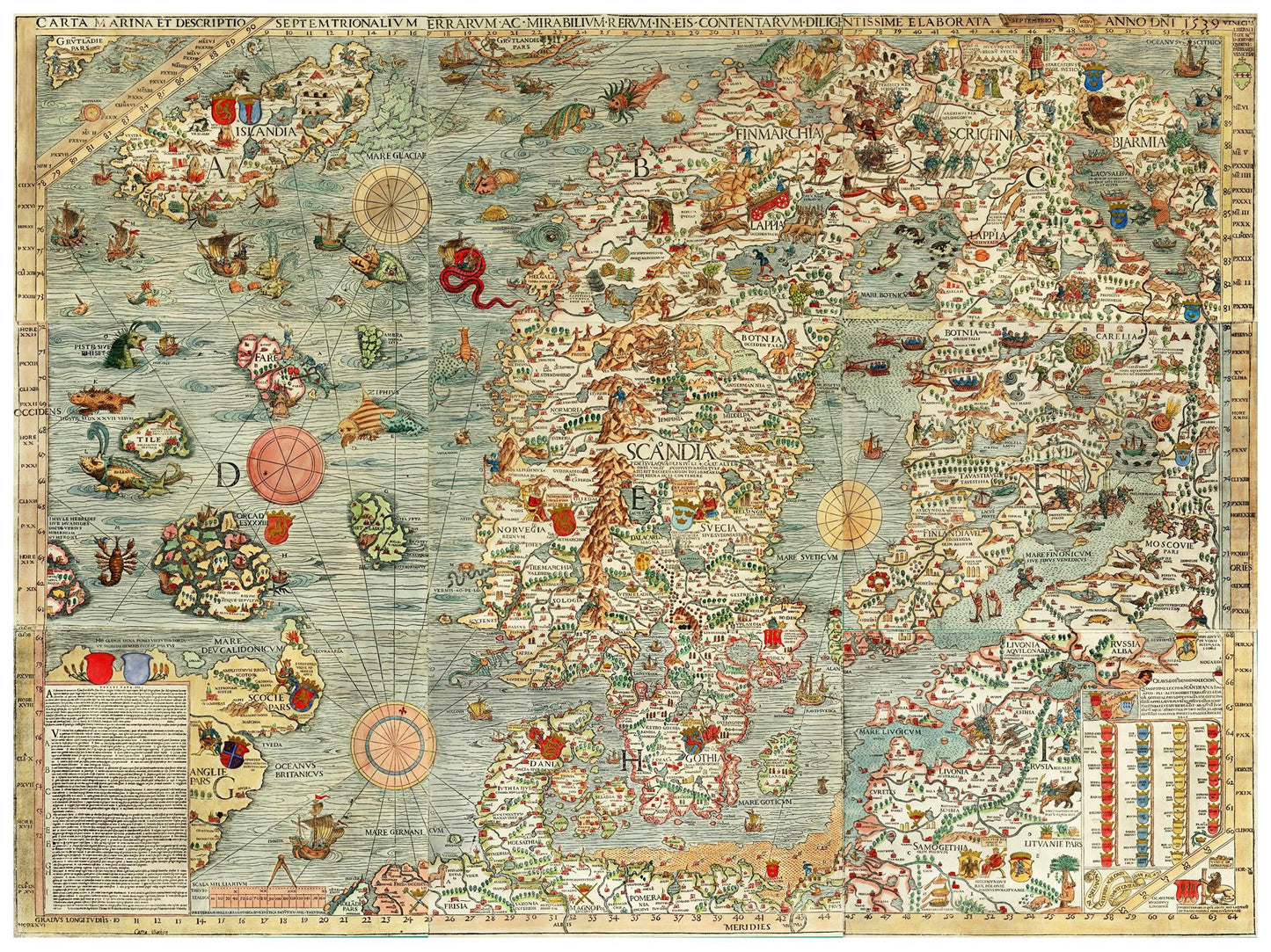 Historische Landkarte Nordeuropa um 1539