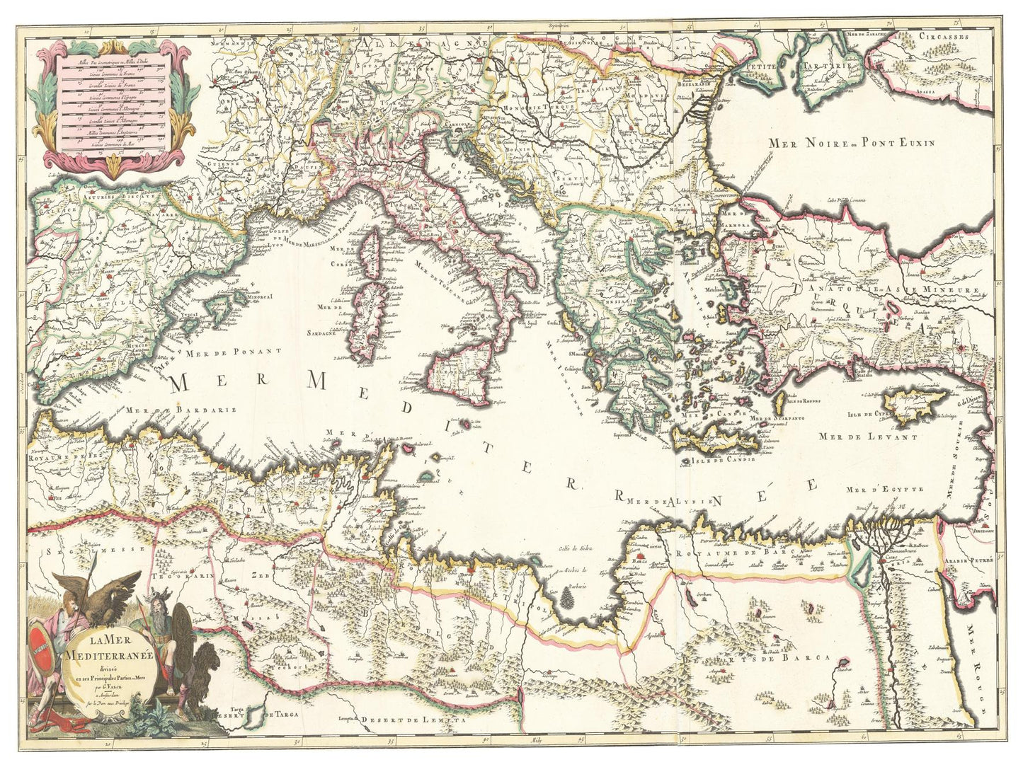 Historische Landkarte Südeuropa um 1700
