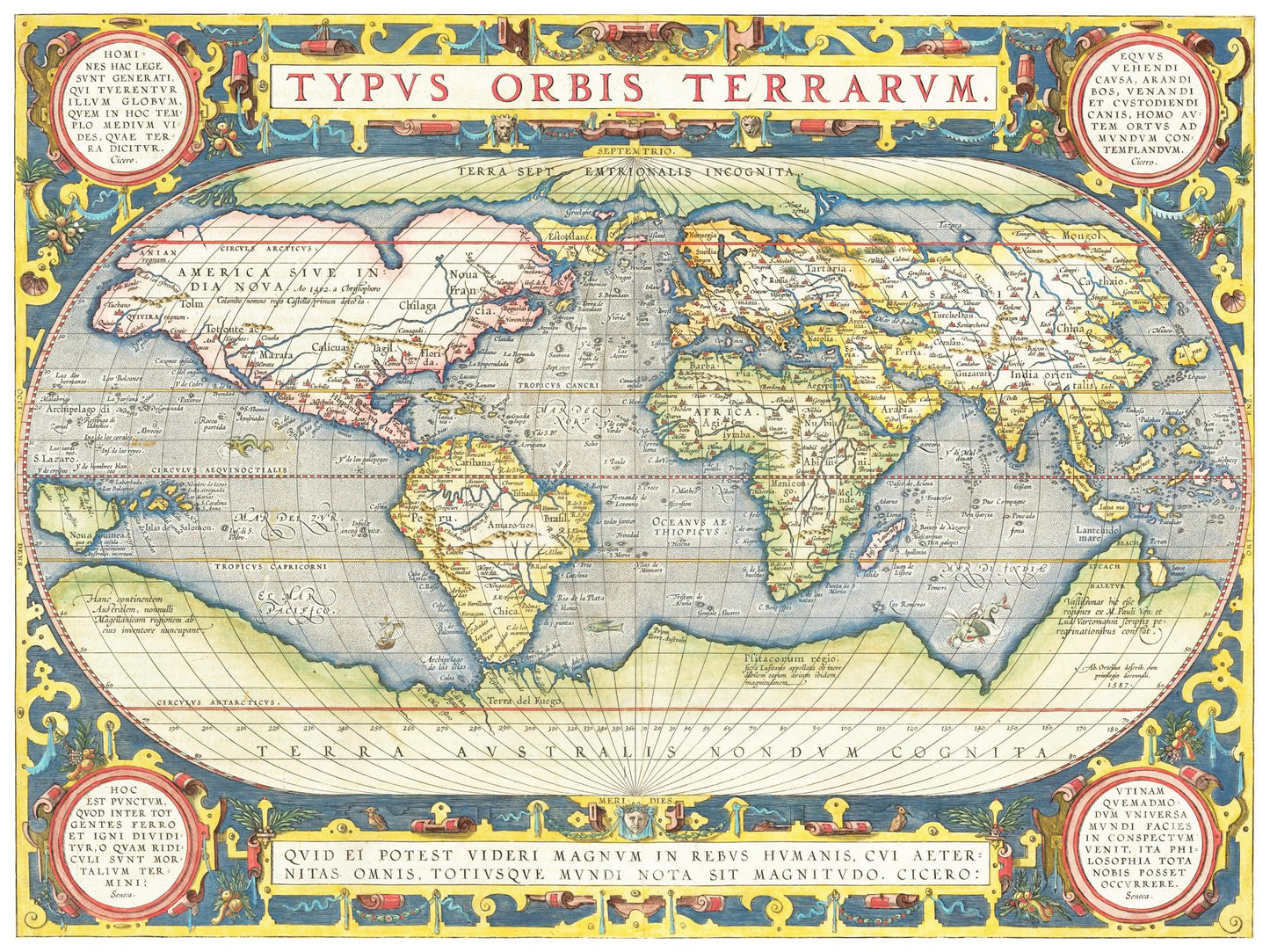 Historische Weltkarte um 1570