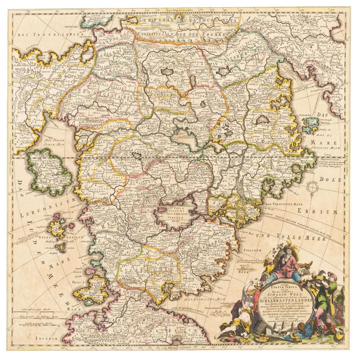 Historische Landkarte Schlaraffenland um 1694