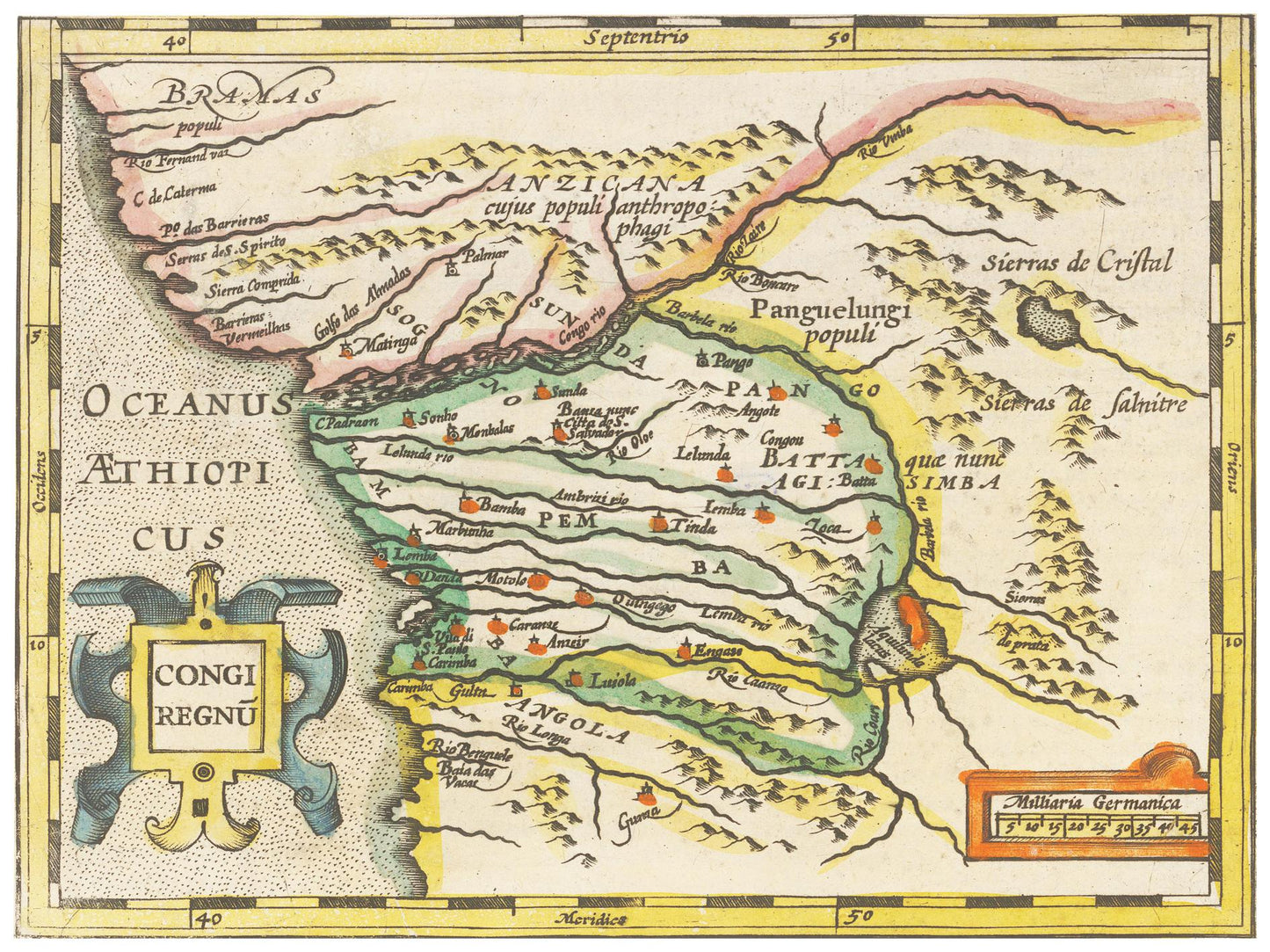 Historische Landkarte Kongo um 1609