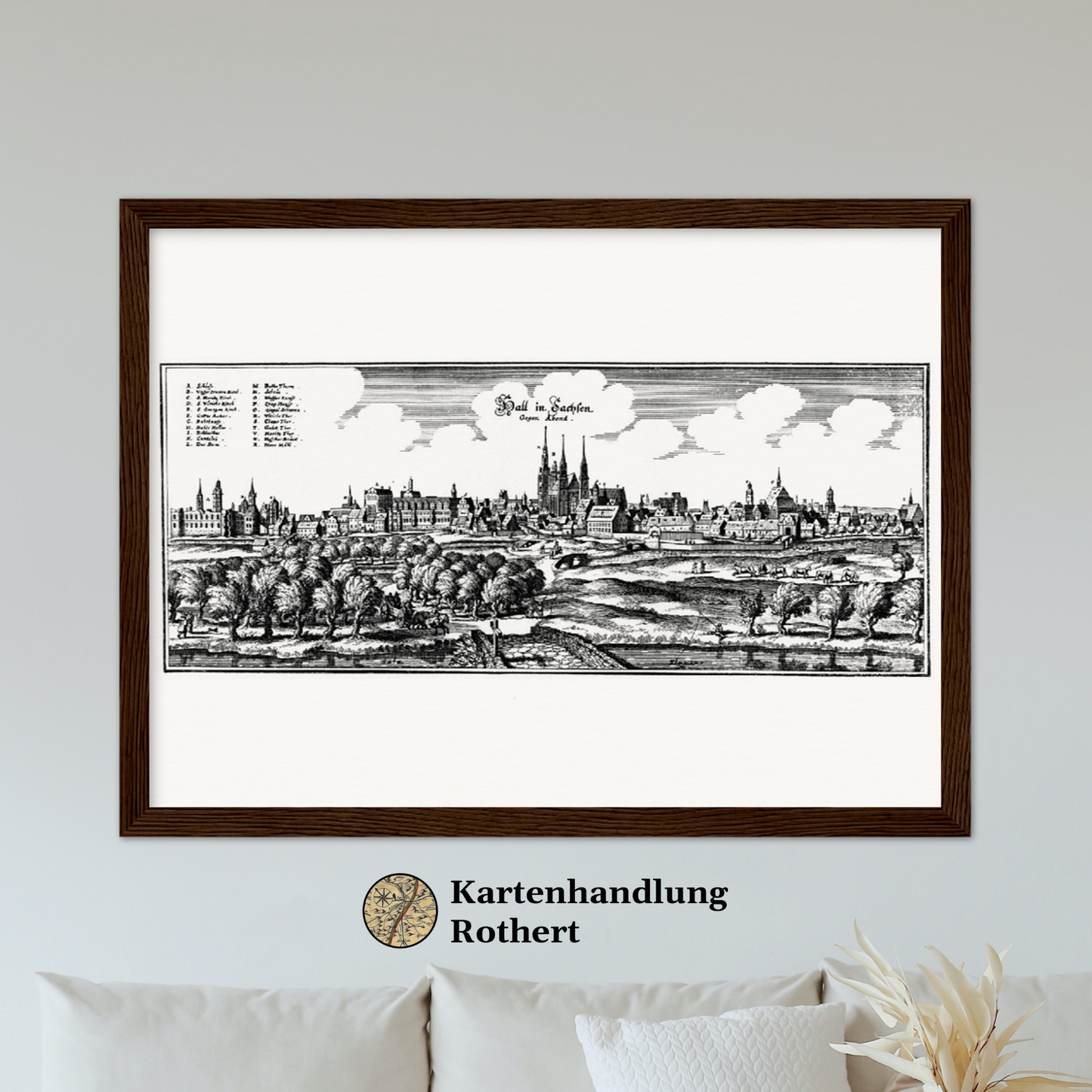 Historische Stadtansicht Halle (Saale) um 1653
