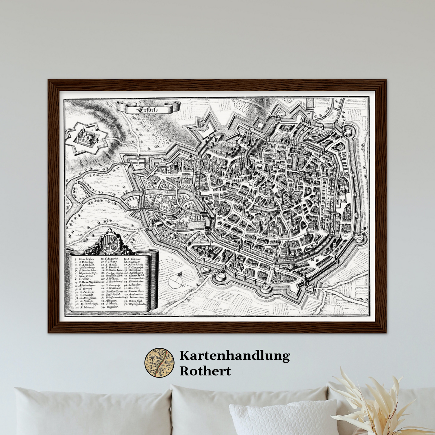 Historische Stadtansicht Erfurt um 1650