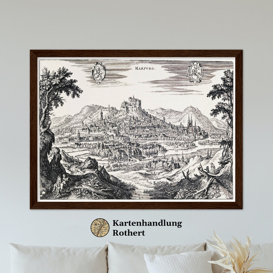 Historische Stadtansicht Marburg um 1646