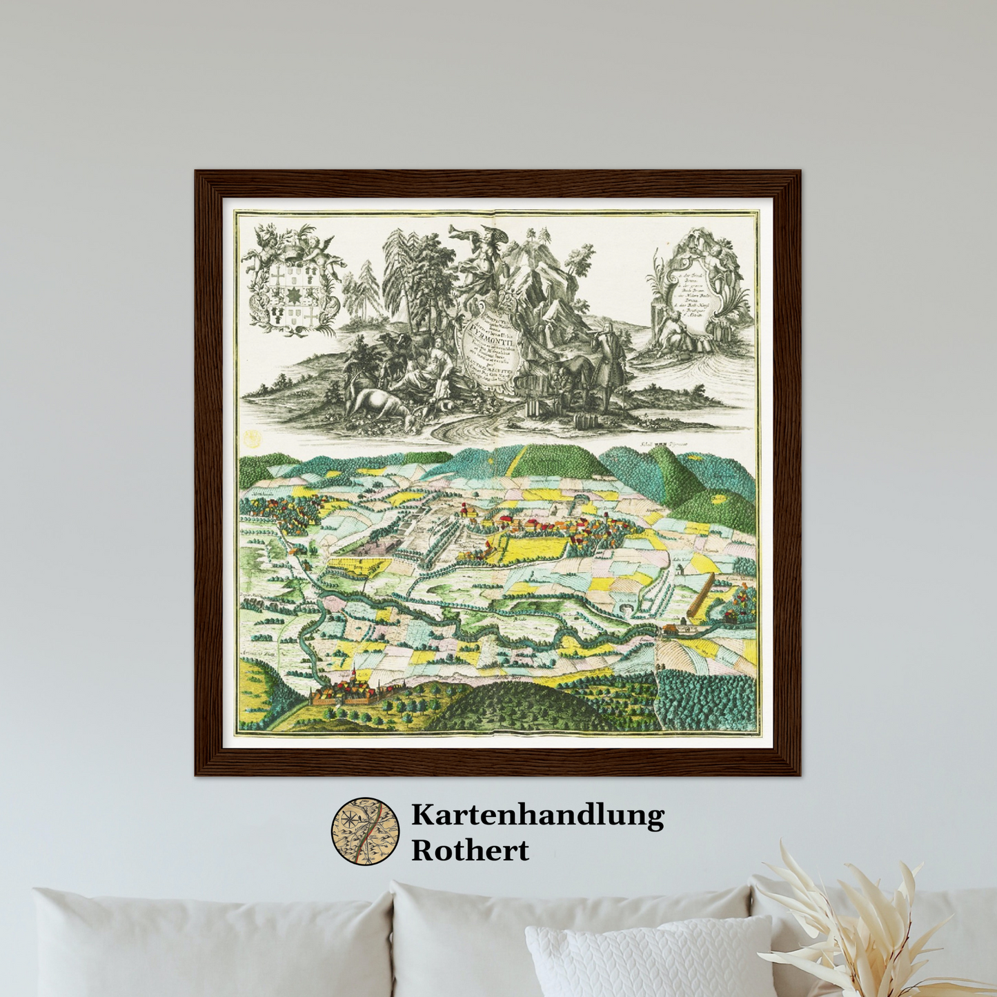 Historische Stadtansicht Bad Pyrmont um 1750