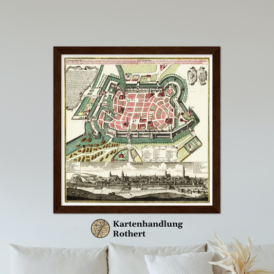 Historische Stadtansicht Lüneburg um 1740