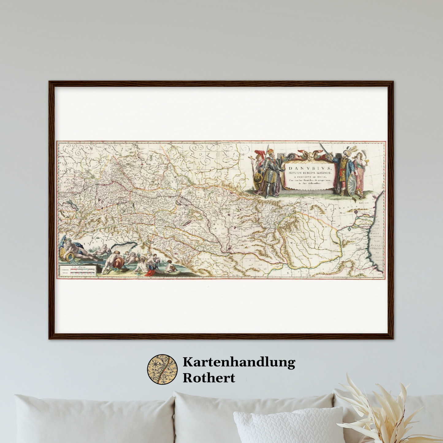 Historische Landkarte Lauf der Donau um 1635