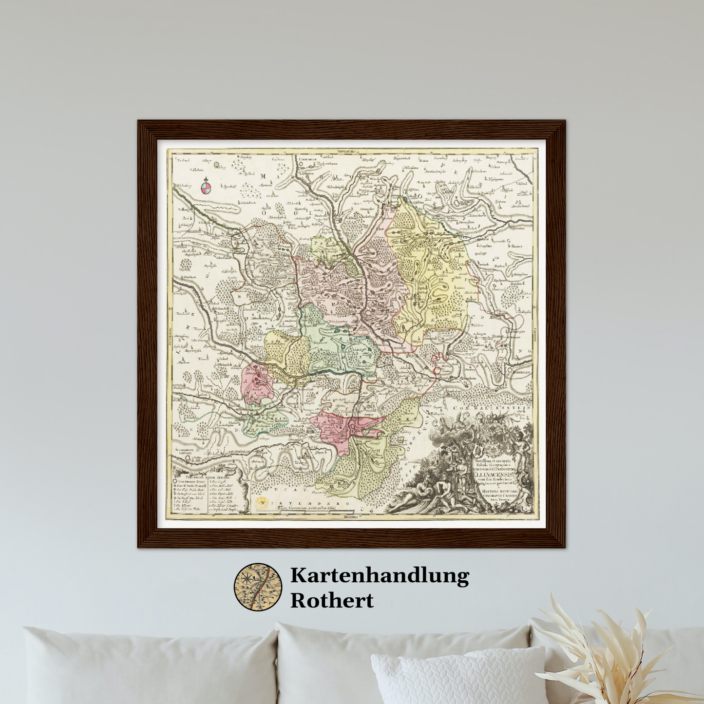 Historische Landkarte Ellwangen um 1750
