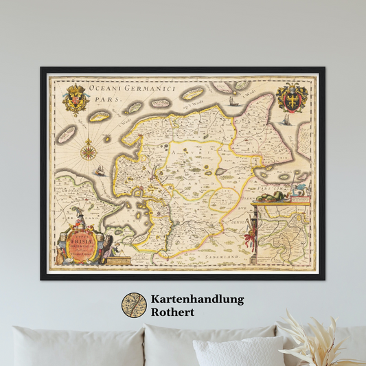 Historische Landkarte Ostfriesland um 1635