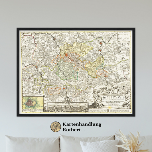 Historische Landkarte Hildesheim um 1730