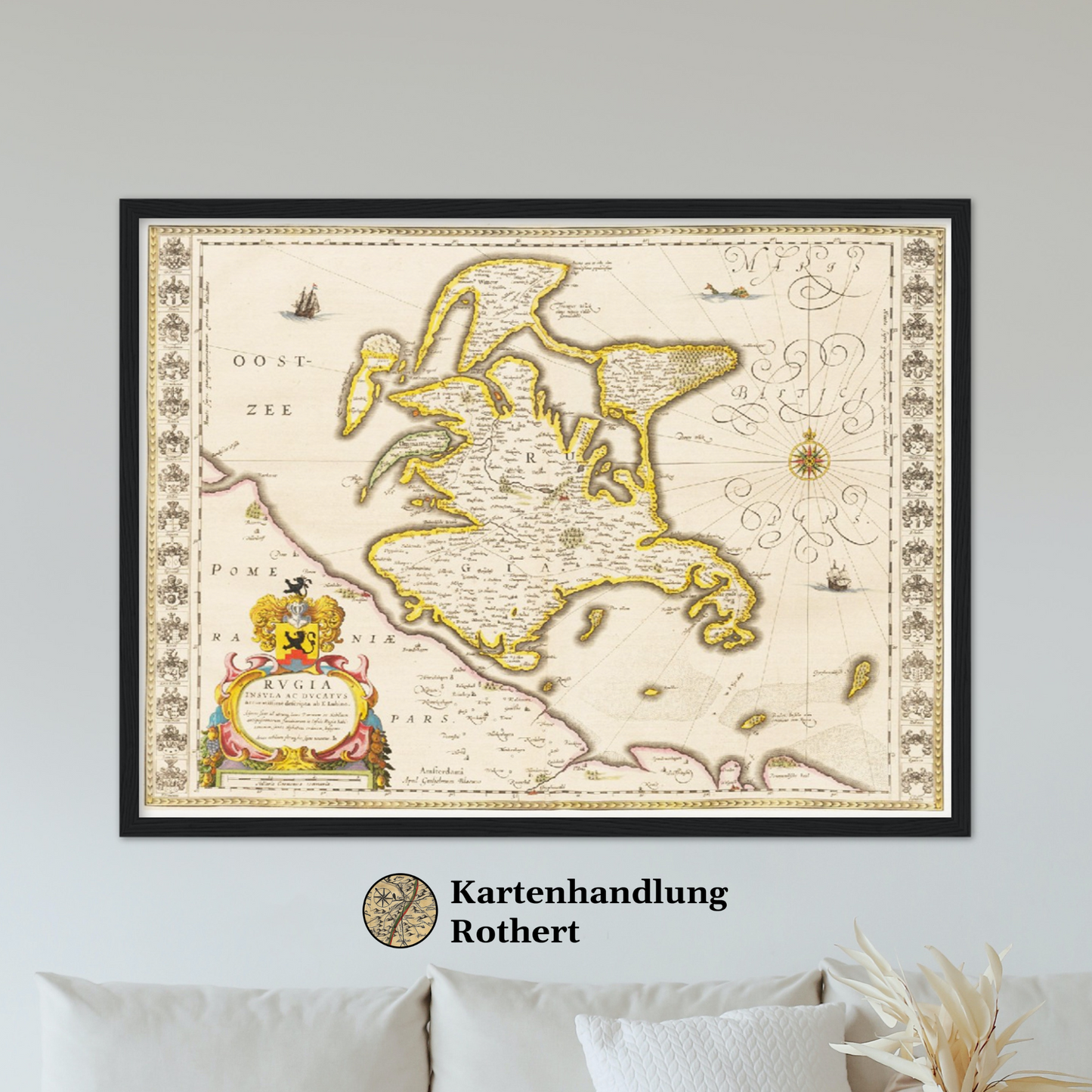 Historische Landkarte Insel Rügen um 1635