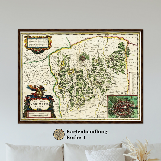 Historische Landkarte Nürnberg um 1647