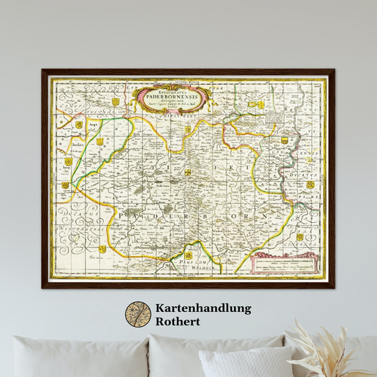 Historische Landkarte Paderborn um 1700