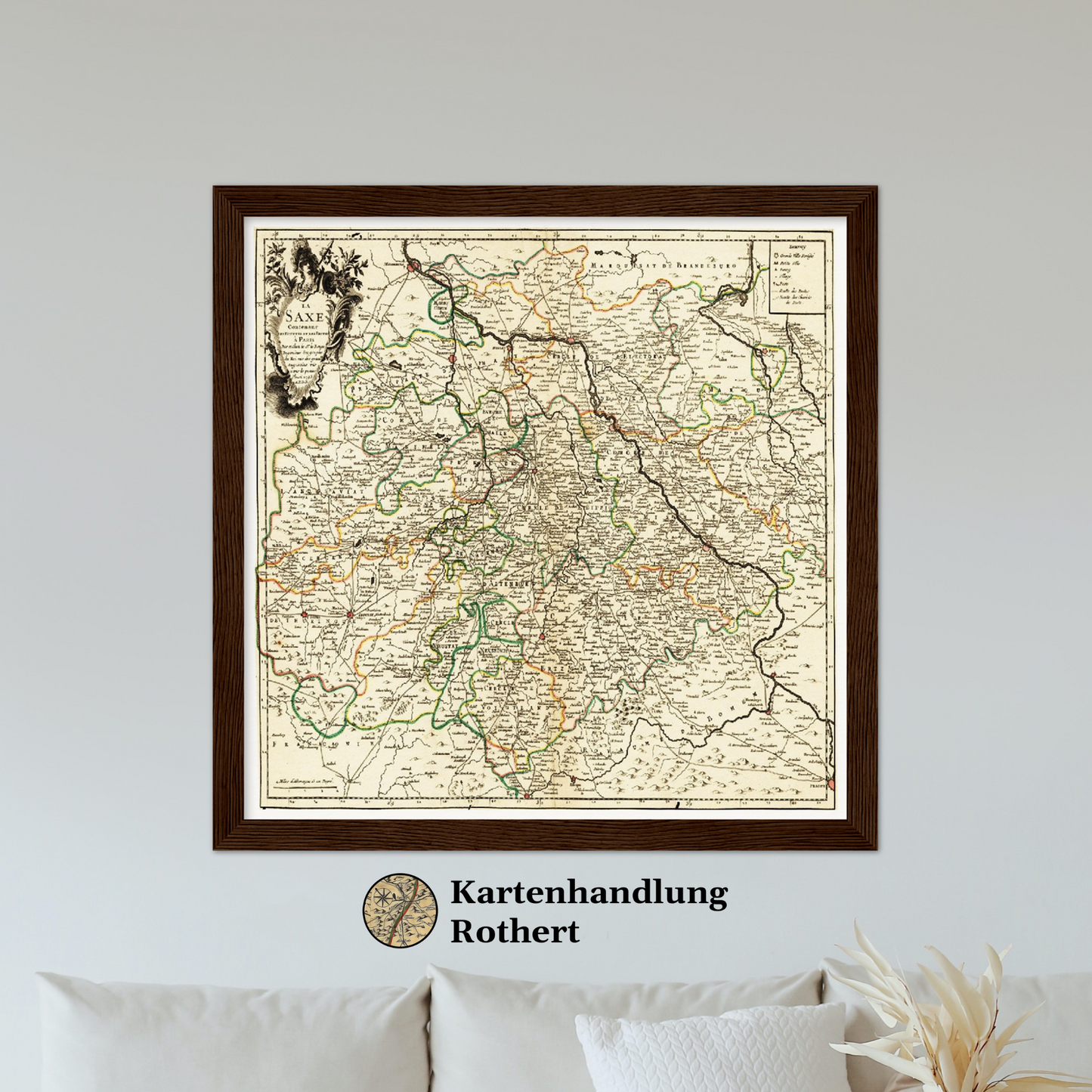 Historische Landkarte Sachsen um 1743