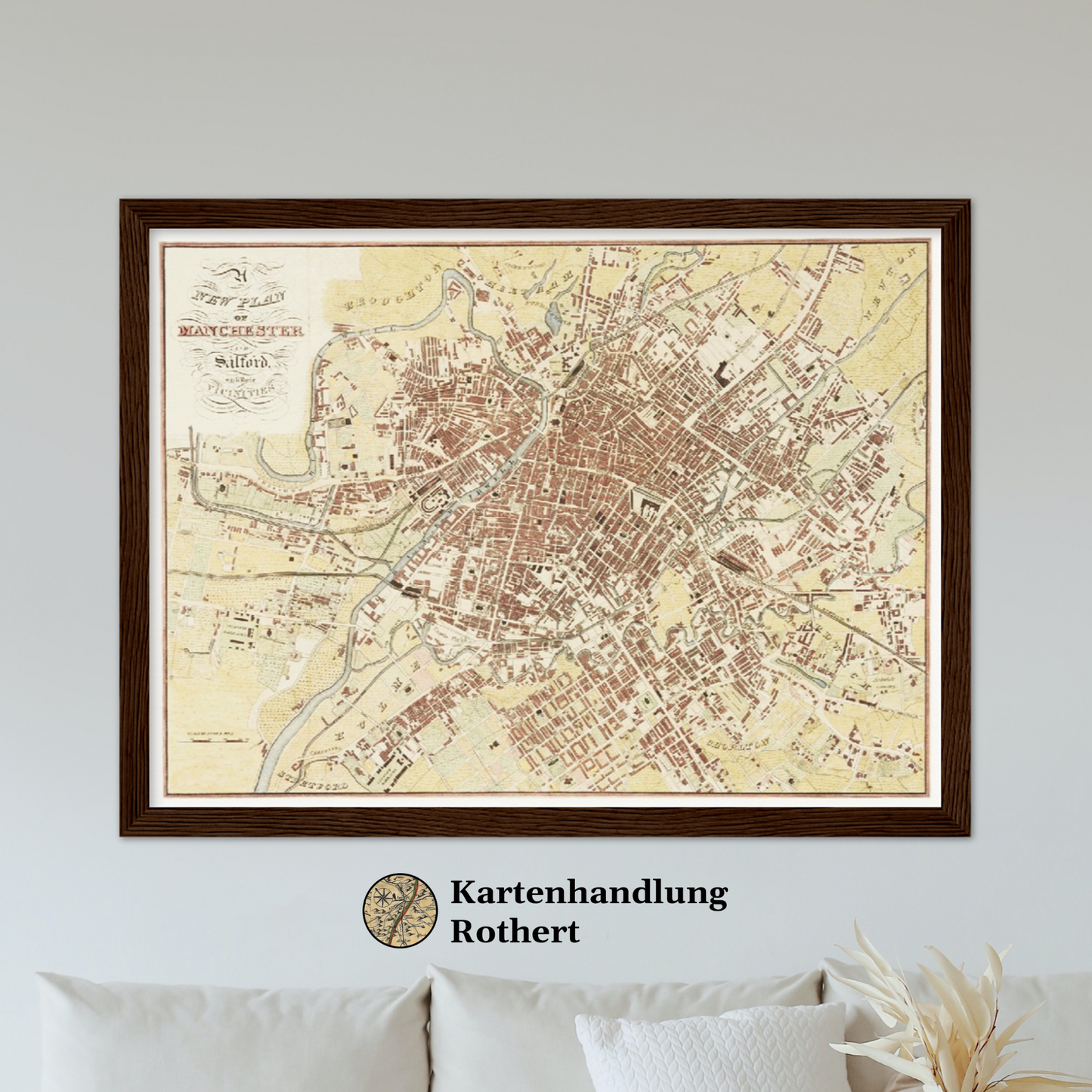 Historischer Stadtplan Manchester um 1844