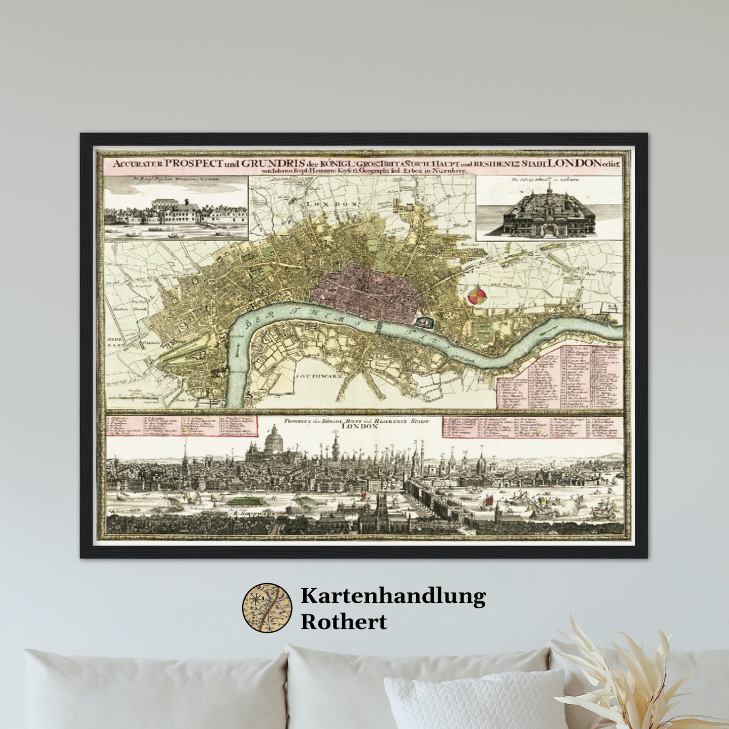 Historischer Stadtplan London um 1750