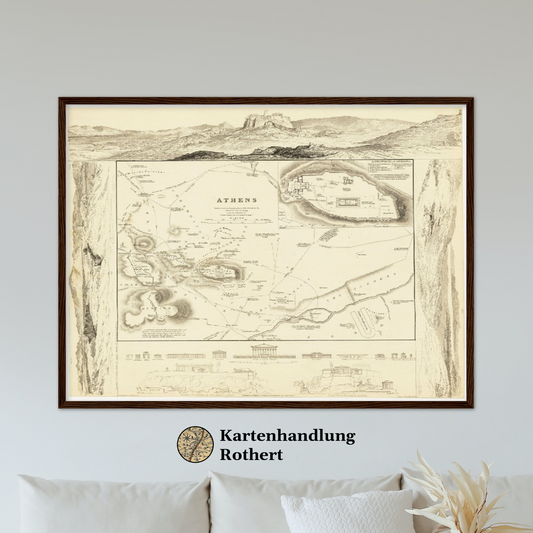 Historischer Stadtplan Athen um 1832